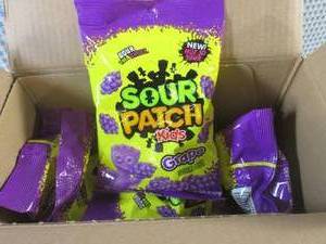 lot 192 image: (B-4) 8 Bags Grape Sour Patch Kids Candy Past Date