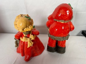Hand Made Clay Santa and Mrs. Claus