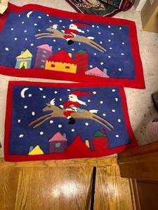 Set of Two Santa Riding a Reindeer Rugs