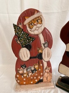 Two Wooden Hand PaintedCarved Santas
