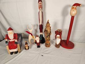 Variety of Wood Santas
