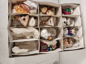 Box of 10 Vintage Glass Ornaments