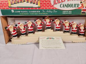Christopher Radko Jolly Santa Shiny Brite 9 Lamp Santa Candolier For Holiday Cheer in Box