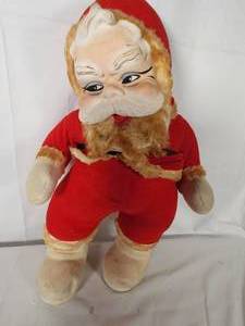 Vintage Santa Felt Stuffed with Rubber Face