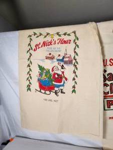 Vintage Flour Sack St Nicks Flour Bag and Santa Claus Potato Bag Fabric
