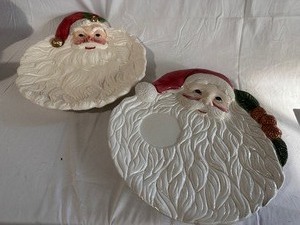 Two Large Santa Cookie Platters