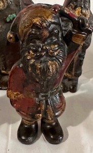 Antique 1890s Heavy Solid Lead Santa with Original Patina