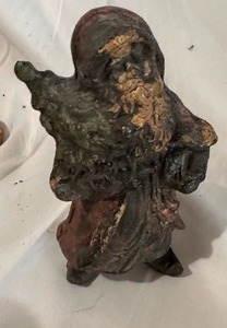 Antique 1890s Heavy Solid Lead Santa with Original Patina