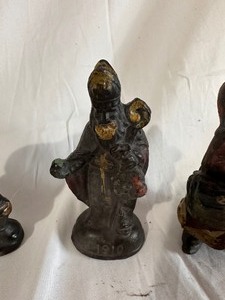 Antique 1890s Heavy Solid Lead Santa with Original Patina