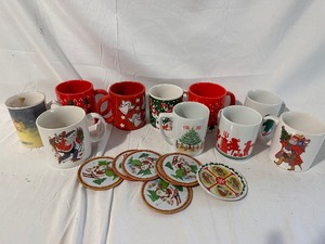 Variety of Christmas Mugs and Coasters