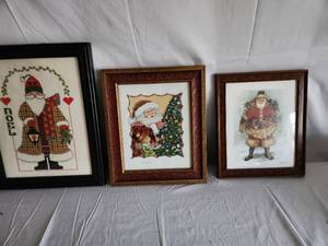 Three Santa Framed Wall Art