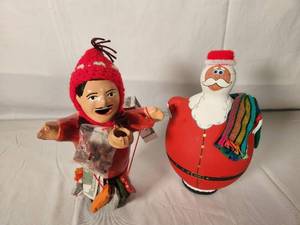 Vintage Ceramic Santa Mexican Piggy Bank and Mexican Santa