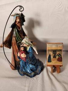 Nativity Scene and Metal Figurine
