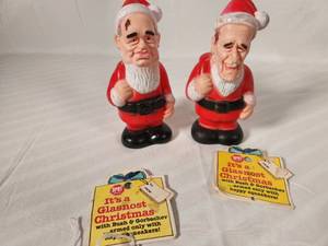 Bush and Gorbachev Happy Squeaker Figures -Its a Glasnost Christmas