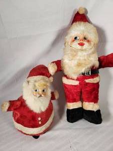 Vintage Plush Santas with Porcelain Faces