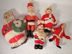 Set of Five Vintage Santas