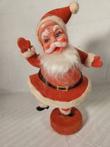 Vintage Flocked Dancing Santa