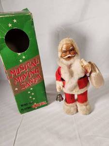 Vintage Musical Moving Santa - Wind Up Playing Jingle Bell