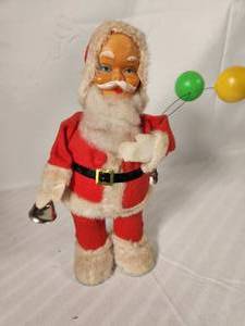 Vintage Musical Moving Santa with Balloons and Bell