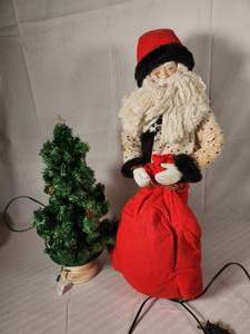Vintage Moving Santa and Lighted Christmas Tree
