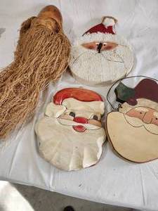 Four Wood Santa Heads