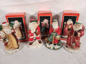 Set of Four Vintage Old World Ceramic Santas