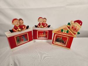 Set of Three Vintage 1970s Plastic Snow Globe Dioramas