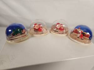 Set of Four Vintage Santa Plastic Snow Globes