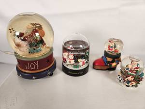 Set of Four Santa Snow Globes
