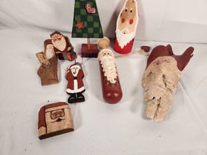 Variety of Wood Painted Santas