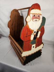 Large Wood Hand Painted Santa Basket