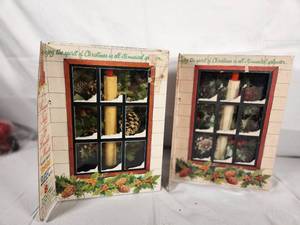 Two Vintage Candle Window Lights