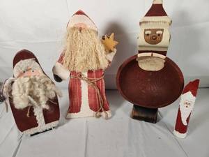 Variety of Wood Painted Santas
