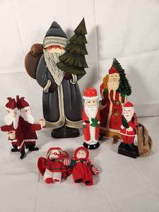 Variety of Wood Painted Santas