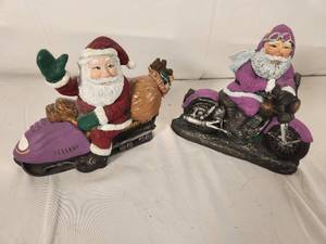 Vikings Santas on Motorcycle and Snowmobile