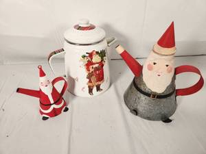 Set of Three Santa Tea Pots