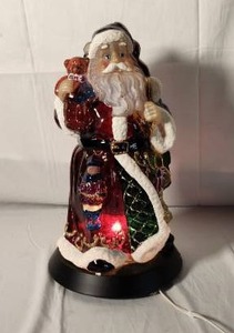 Lighted Painted Glass Santa