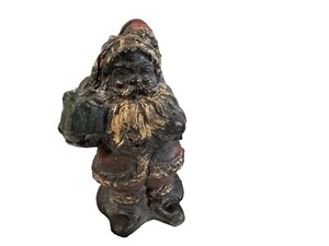 Antique 1890s Heavy Solid Lead Santa with Original Patina