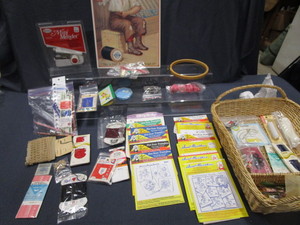 lot 67 image: Sewing Basket, Notions, Sign