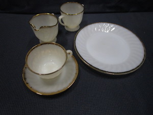 lot 104 image: Fire King Milk Glass