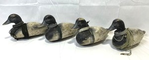 RARE Lot of (4) Vintage 12 Wooden Duck Decoys with Lead Collars