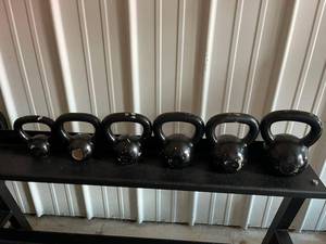 lot 10 image: Body Solid Kettlebell Lot - 35lbs, 30lbs, 25lbs, 20lbs, 15lbs, and 10lbs.