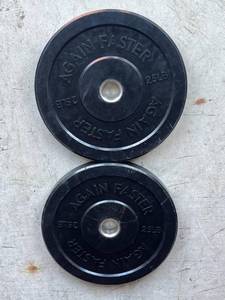 lot 31 image: Two 25lbs. Rubber Bumper Plates