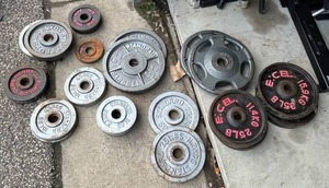 lot 39 image: Huge Assortment of Cast Iron Weightlifting Plates
