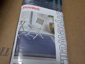 Stylewell indoorOutdoor 5 x 7 ft Rug - Border NavyAqua