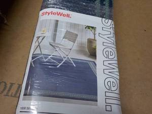 Stylewell indoorOutdoor 5 x 7 ft Rug - Border NavyAqua