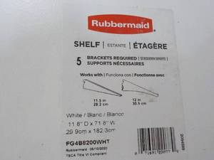 2 Rubbermaid White Shelves 11.8 wide by 71.6 long