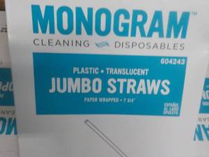 Case 5000 Monogram Plastic Translucent Jumbo Straws