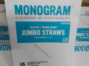 Case 5000 Monogram Plastic Translucent Jumbo Straws