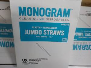 Case 5000 Monogram Plastic Translucent Jumbo Straws